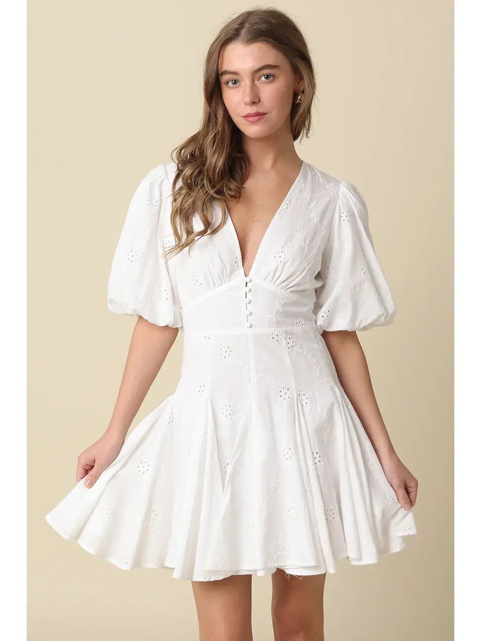 Celeste Puff-Sleeve Flare Mini Dress - The Season Boutique
