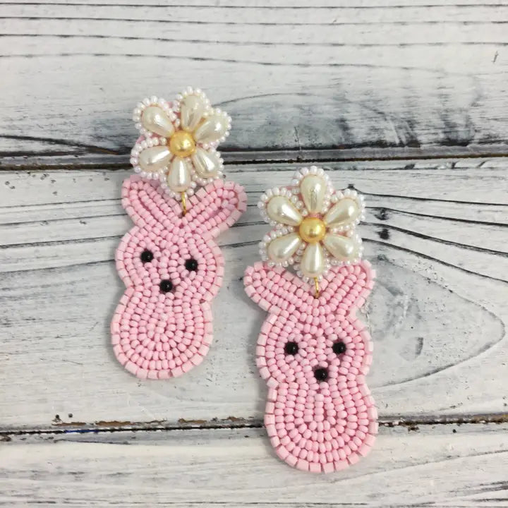 Beaded Easter Bunny Earrings - The Season Boutique