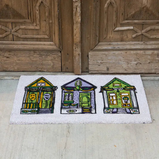 Mardi Parade Houses Coir Doormat 30x18