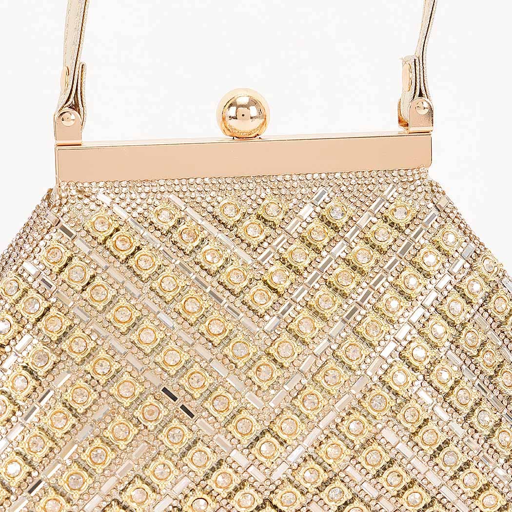 Rhinestone Party Clutch - Gold