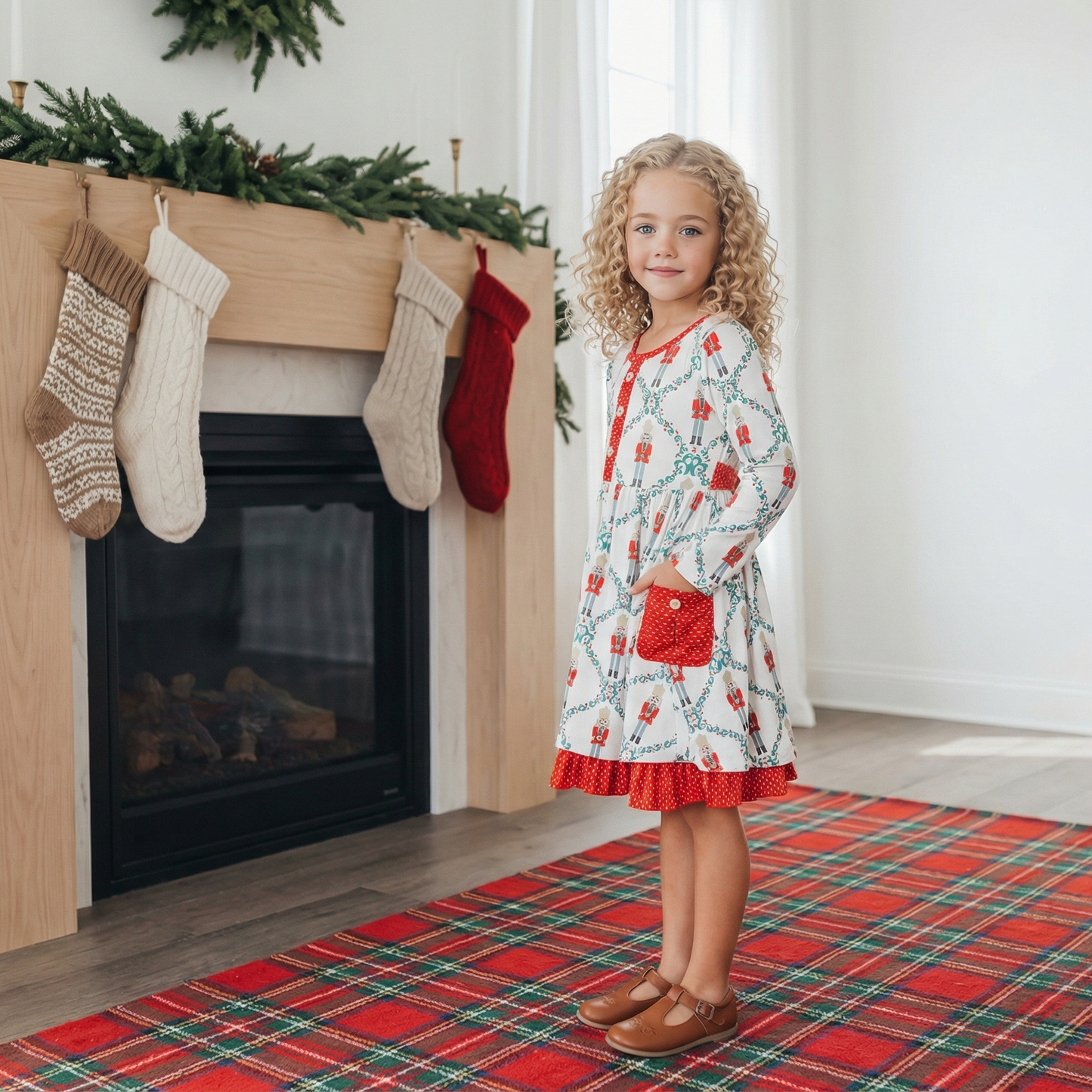 Holiday Nutcracker Tie Ruffle Dress