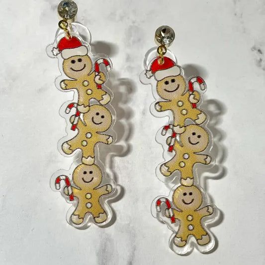 Acrylic Print Christmas Gingerbread Earrings