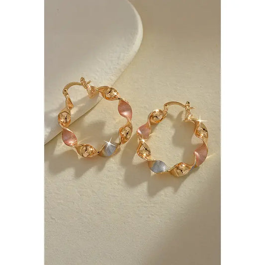 Twisted Plated Alloy Hoop Earrings