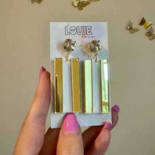 Gold  Acrylic Louisiana Lsu Tigers Mardi Gras Earrings