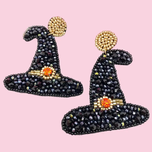 Witch Hat Beaded Earrings