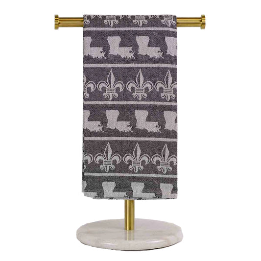 Louisiana Fleur Jacquard Hand Towel Black 20x28
