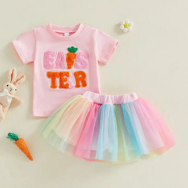 Easter Rainbow Mesh Skirt Set