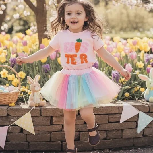 Easter Rainbow Mesh Skirt Set