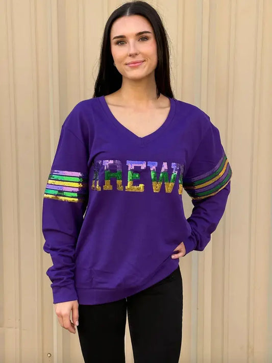 French Terry Sequins Krewe Shirt - The Season Boutique