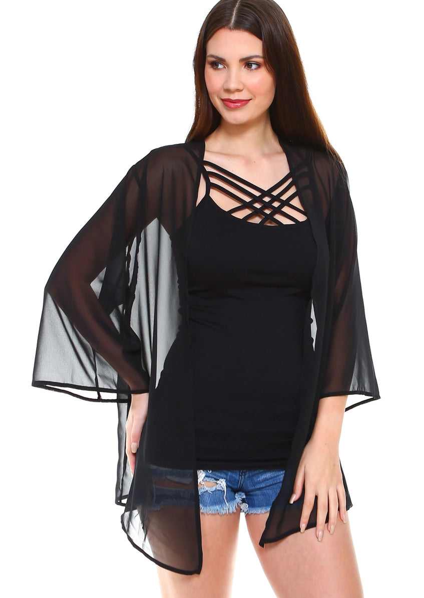 Chiffon Kimono Sleeve Coverup