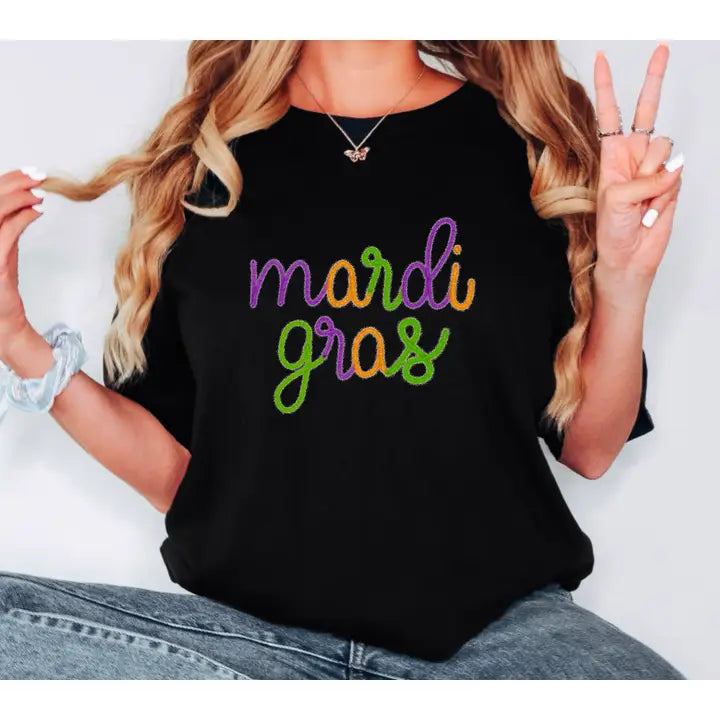 Faux Tinsel Mardi Gras Gildan Tee