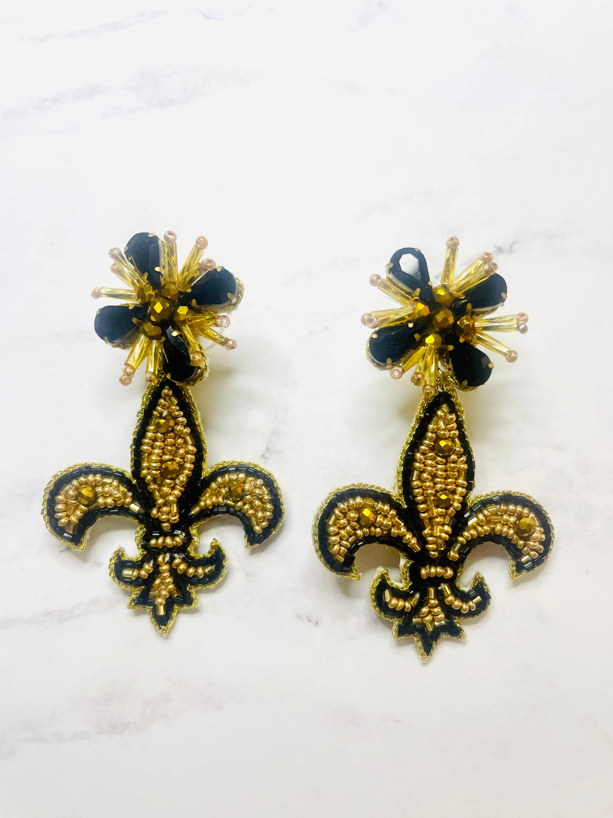 Fleur de Lis Beaded Earrings