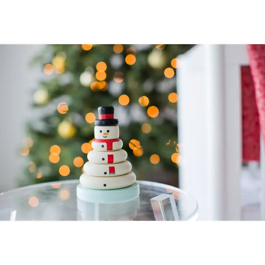 Wooden Snowman Stacking Holiday Toy Set