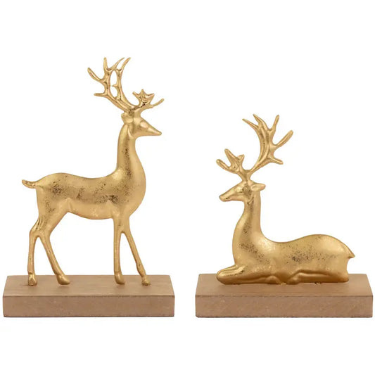 Metal Gold Leaf Deer Set of 2 Christmas Décor