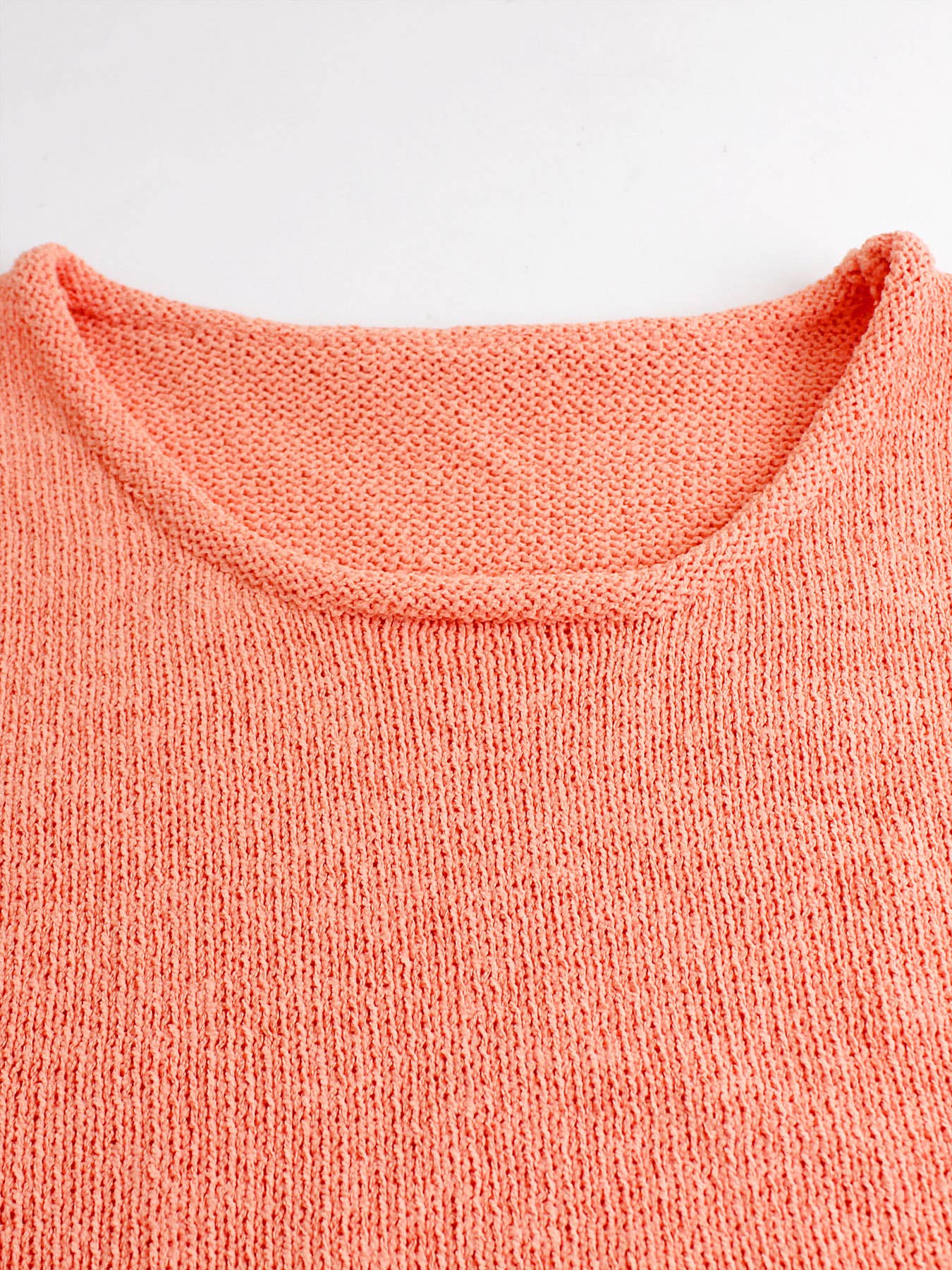 Knit crop top crew-neck tank top: Orange - The Season Boutique