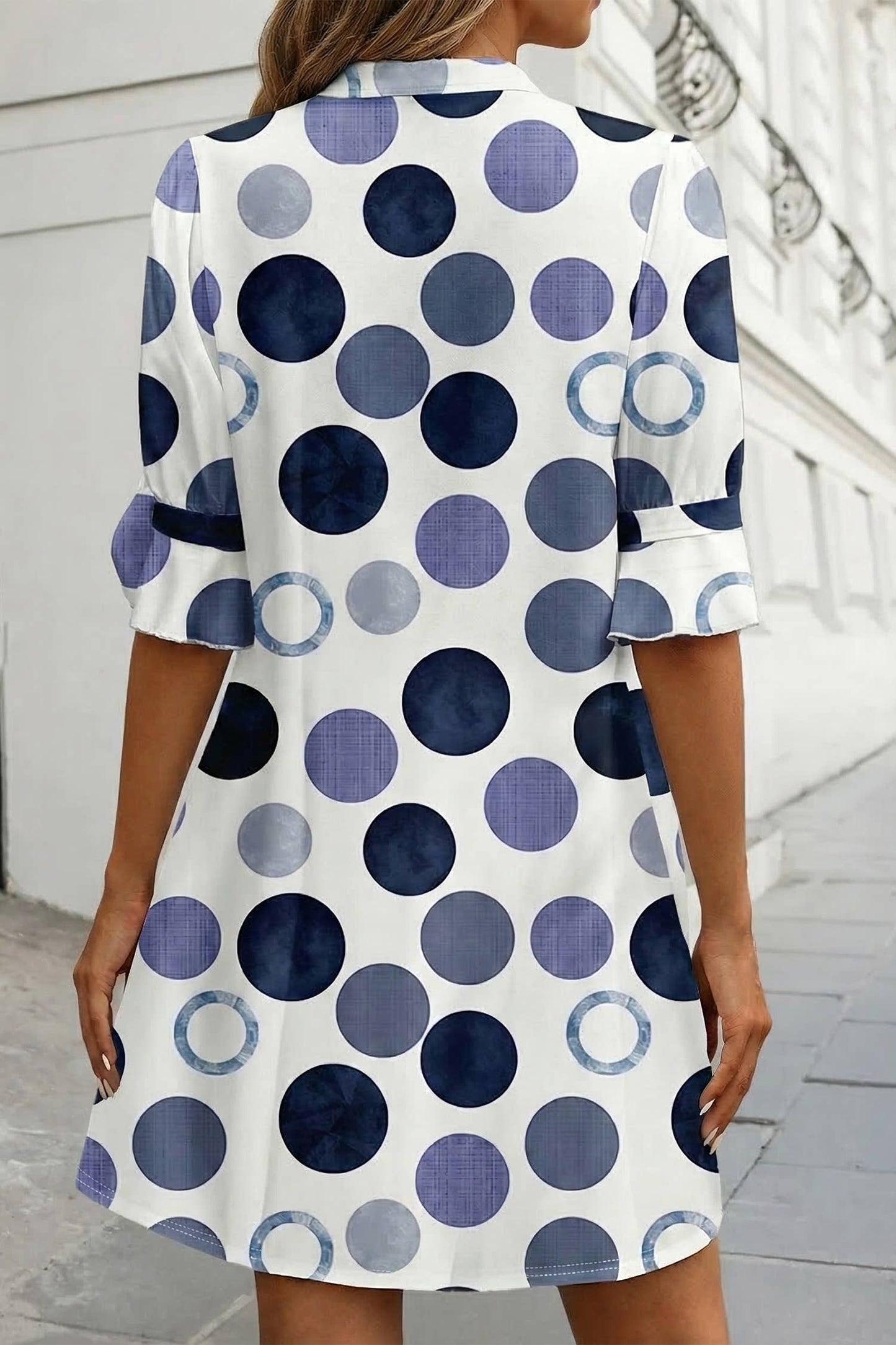 Polka Dot Flounced Dress
