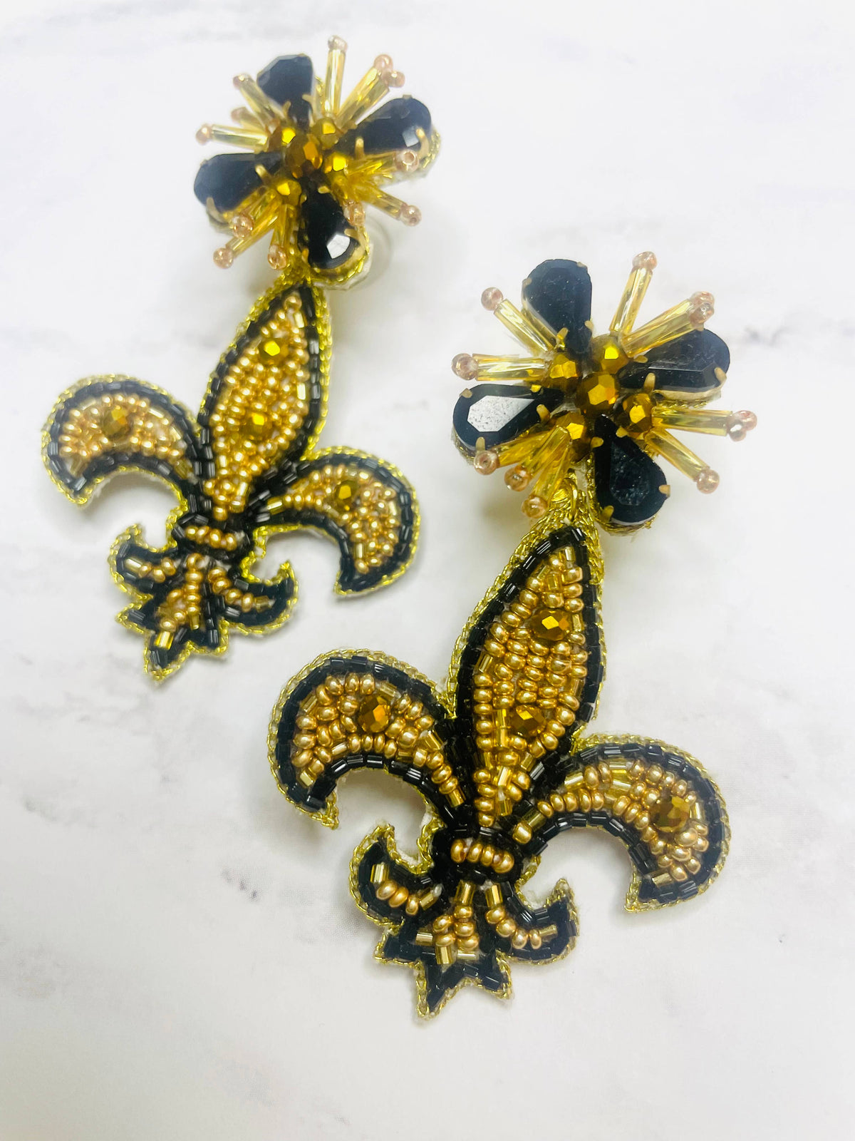 Fleur de Lis Beaded Earrings