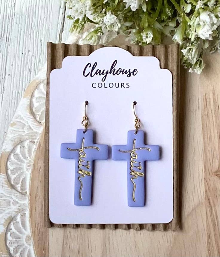Faith Cross Earrings : Pearl / Gold Plated