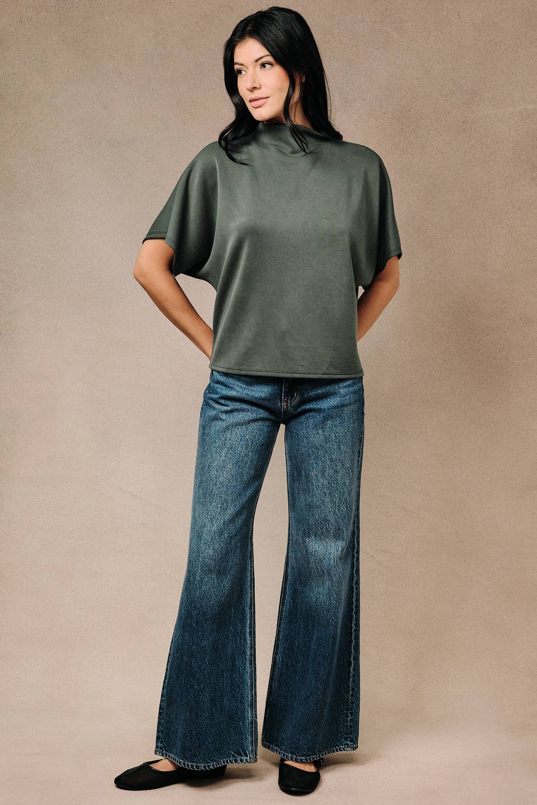Dolman Mock Neck Top