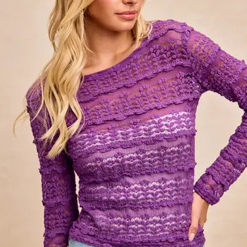 Mardi Gras Lace and Ruffle Top