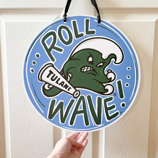 Tulane Roll Wave Door Hanger Green and Blue Decor
