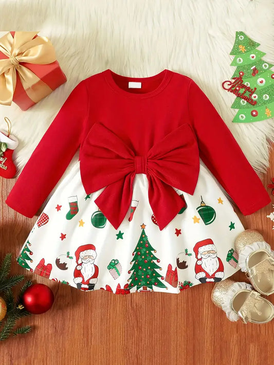 Christmas Dress with Santa Print