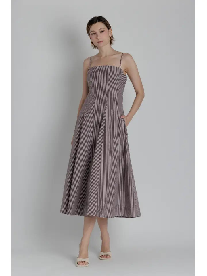 Striped Panel Midi Dress - The Season Boutique