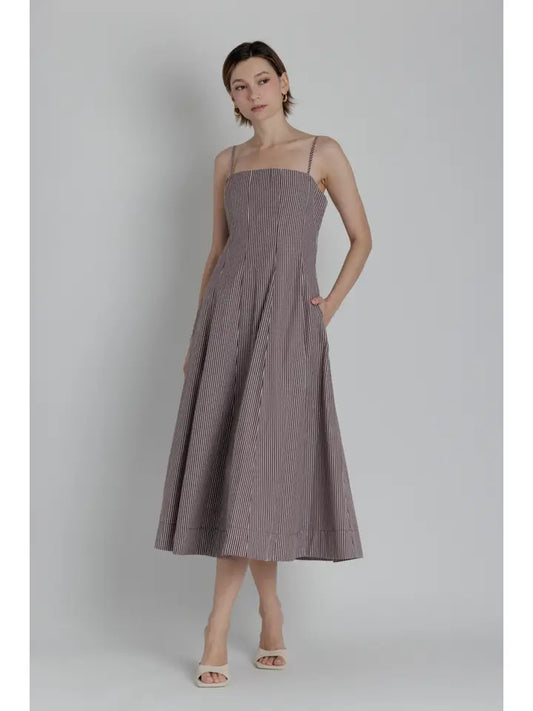 Striped Panel Midi Dress - The Season Boutique