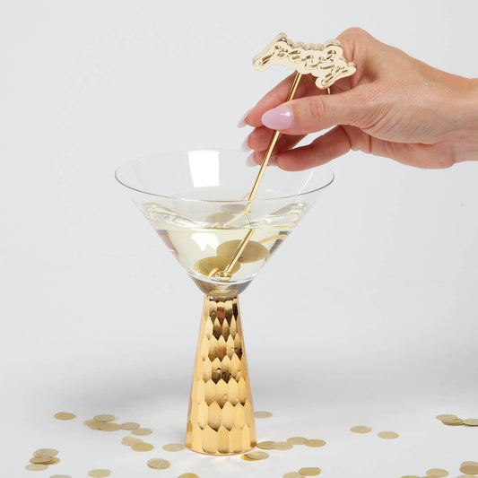 Martini Glass, Gold Hammered, 10 Oz - The Season Boutique