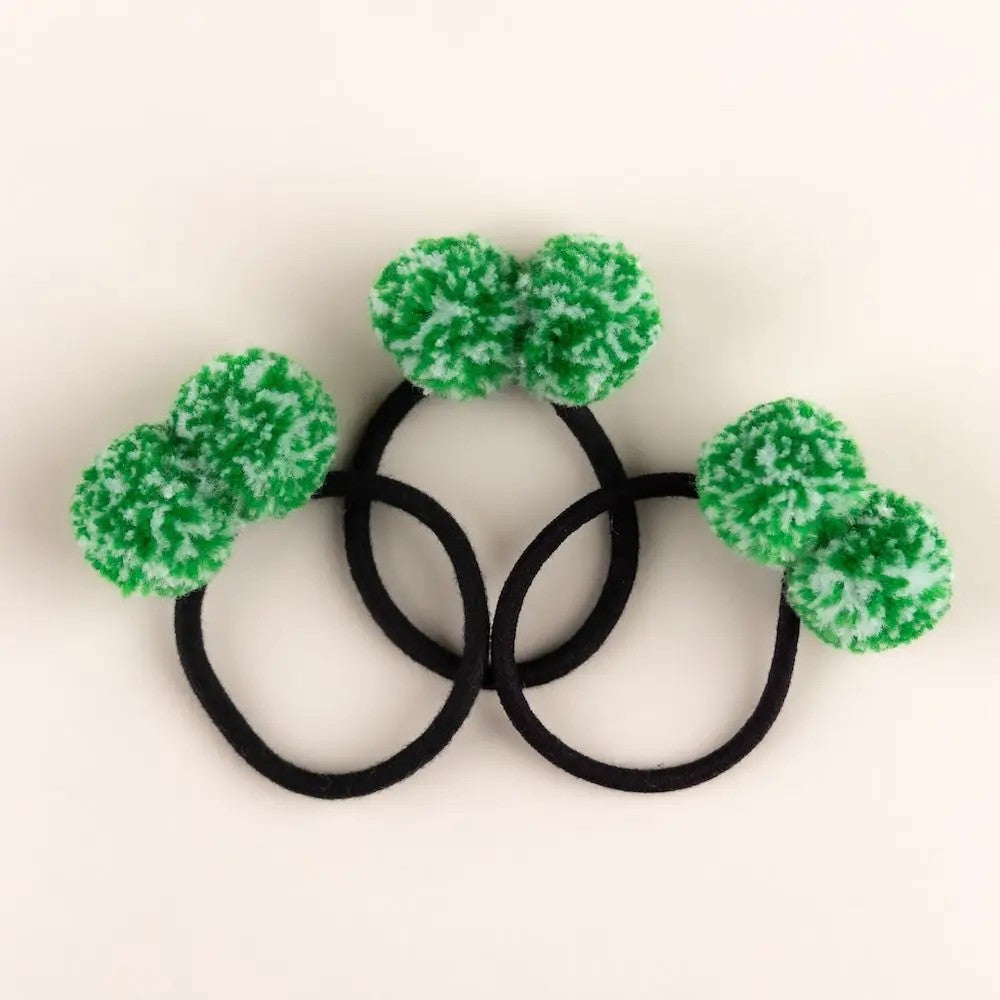 Hair Tie w/ Double Kelly Green Confetti Poms - The Season Boutique