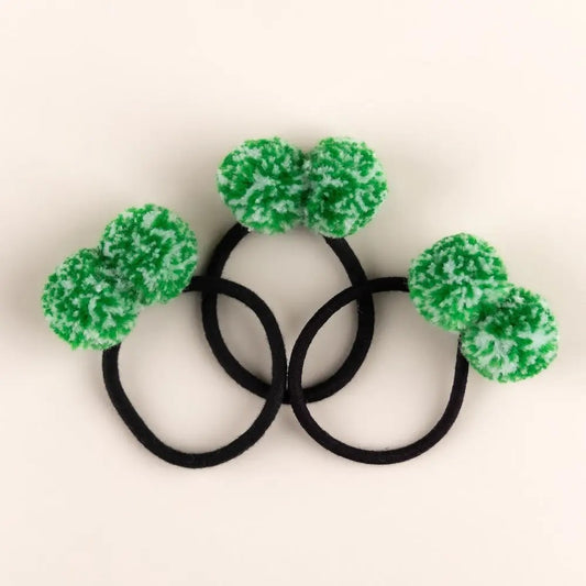 Hair Tie w/ Double Kelly Green Confetti Poms - The Season Boutique