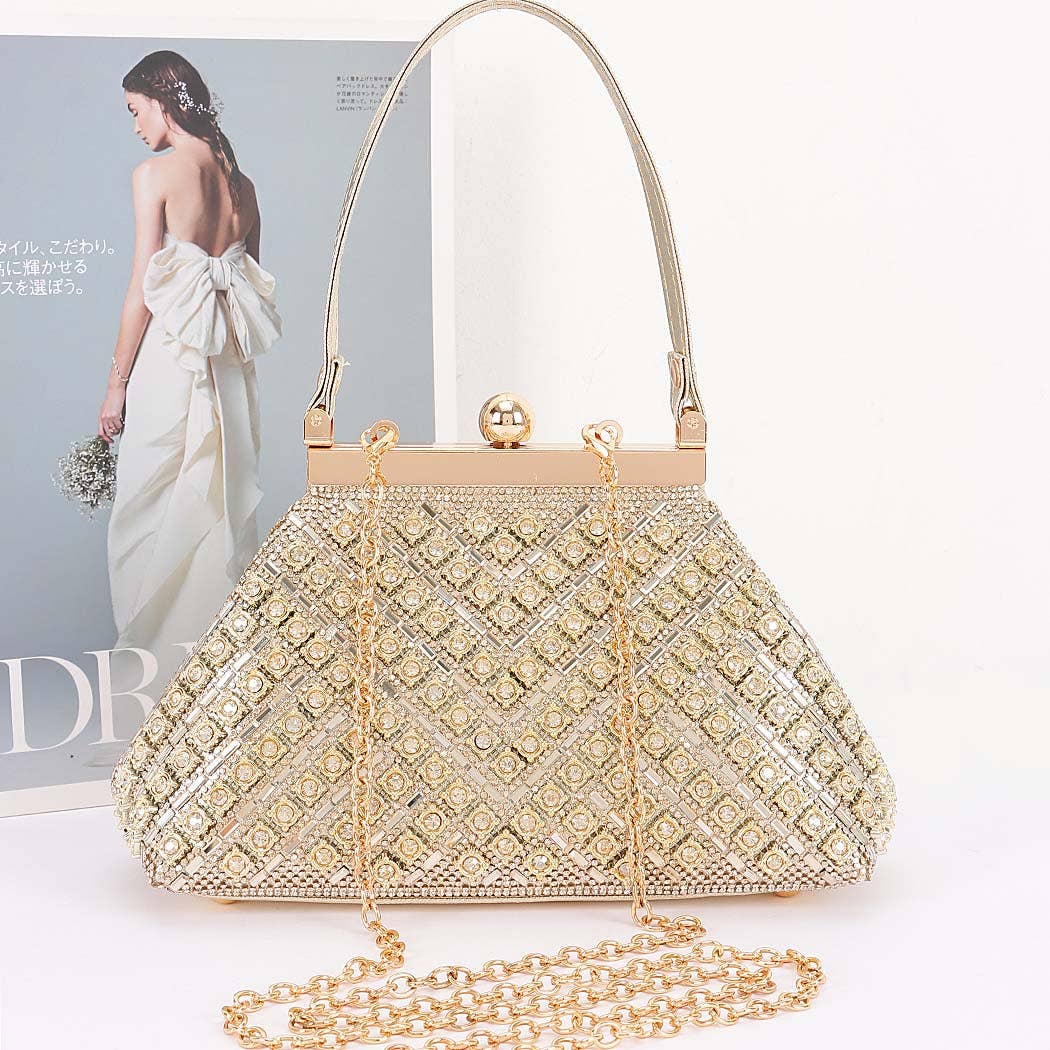 Rhinestone Party Clutch -Silver