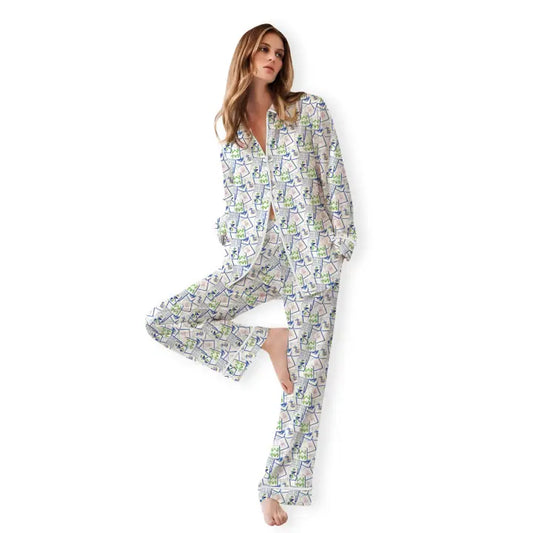 Mahjong Blue Tiles PJ Pants Set