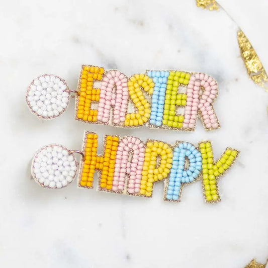 Happy Easter Beaded Earrings