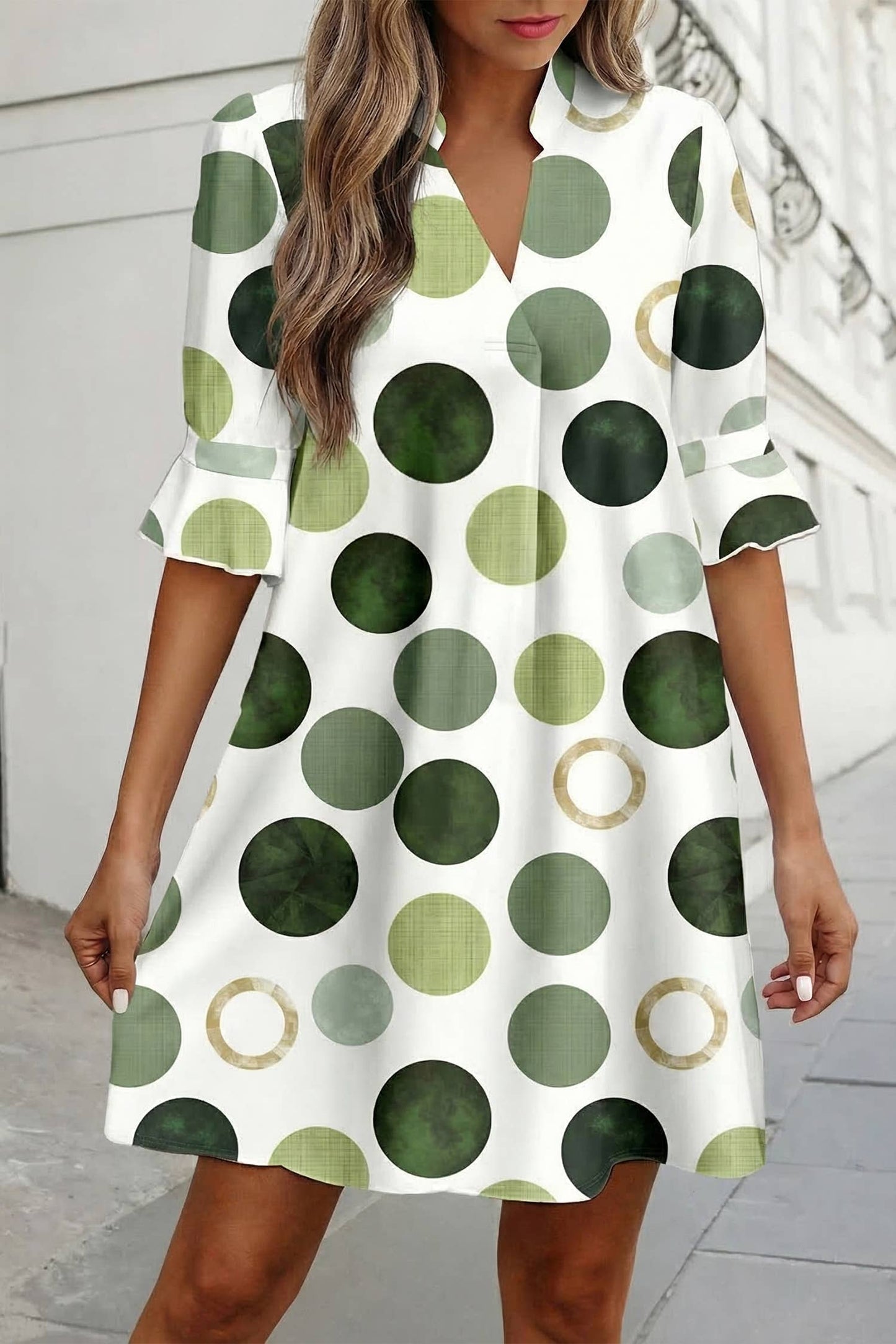 Polka Dot Flounced Dress