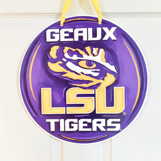 LSU Purple + Gold Door Hanger Geaux Tigers
