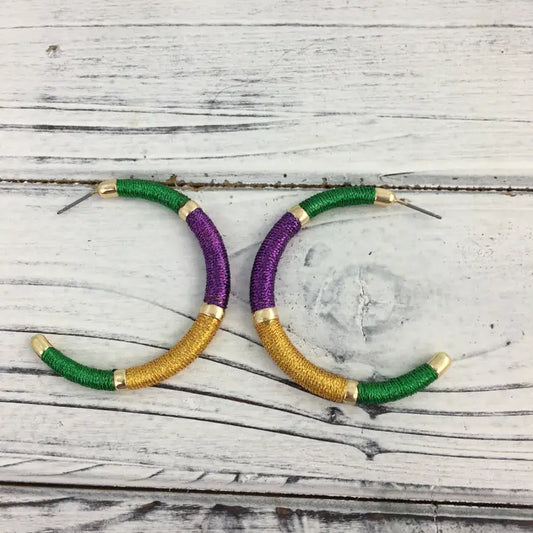 Mardi Gras Thread Hoops