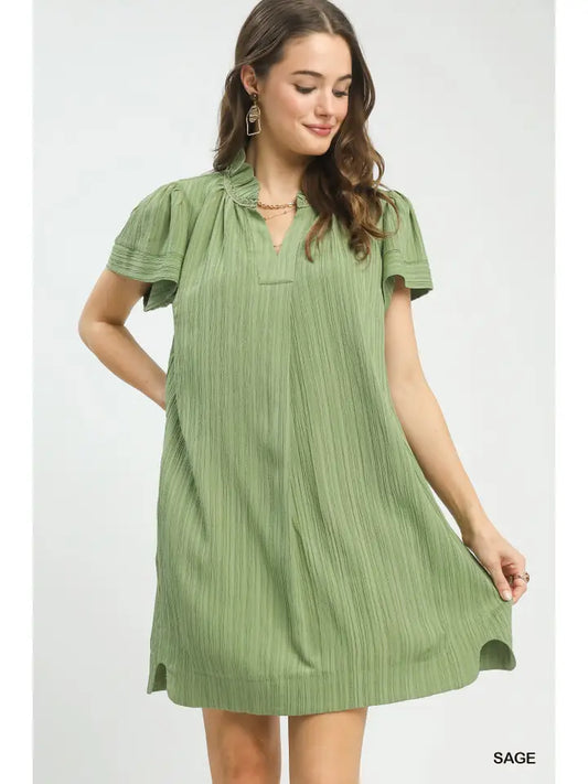 Flutter Sleeve V-Neck Dress