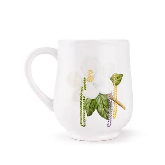 Mardi Magnolia Mug White/Multi 18oz
