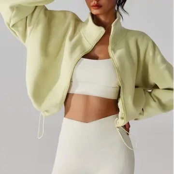 Reversible Fleece Cropped Drawstring Jacket - The Season Boutique