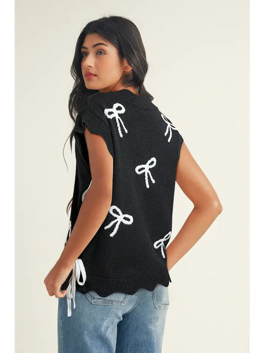 Bow Side Tie Hem Sweater