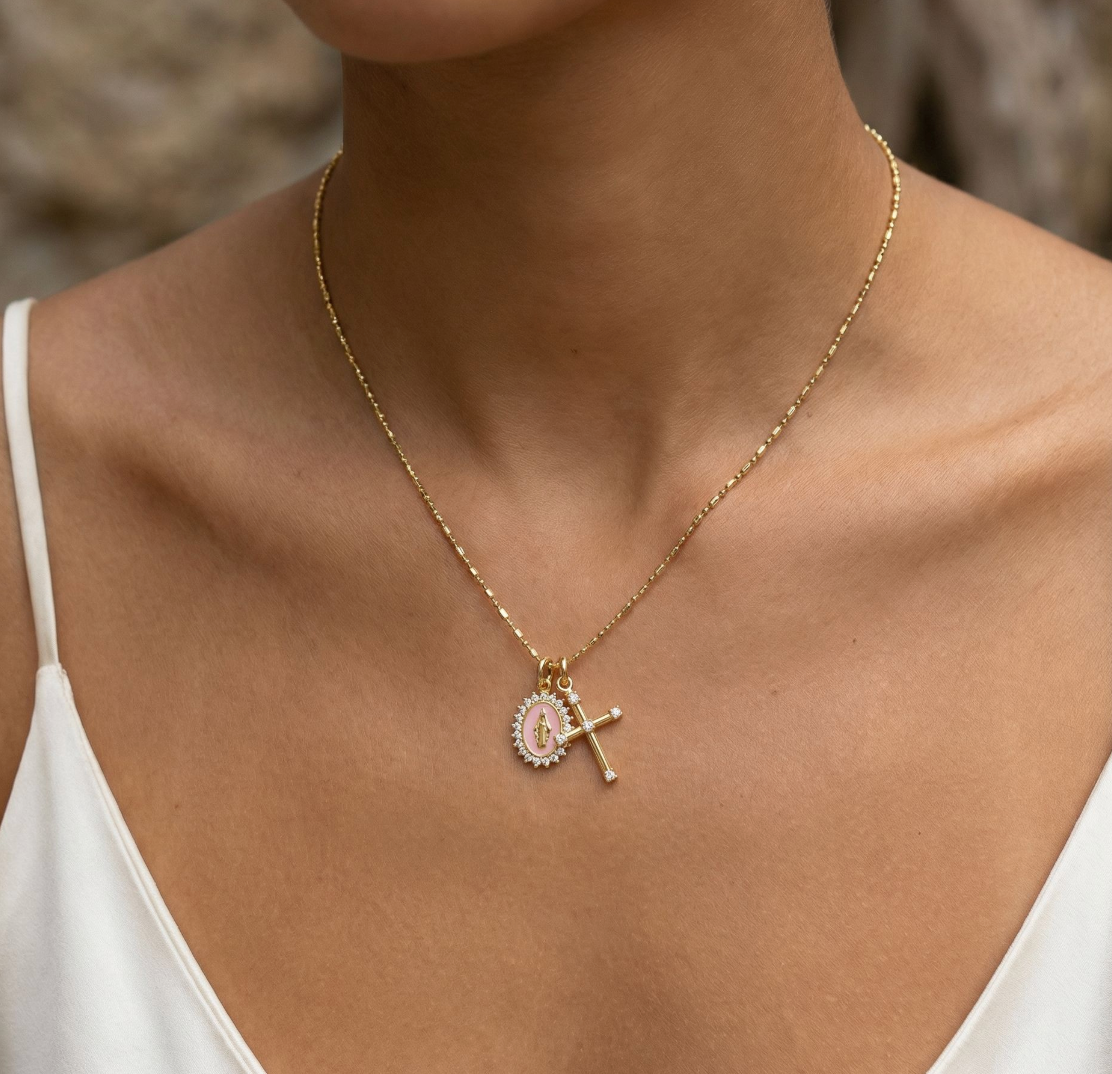Virgin Maria Multi-Charm Necklace