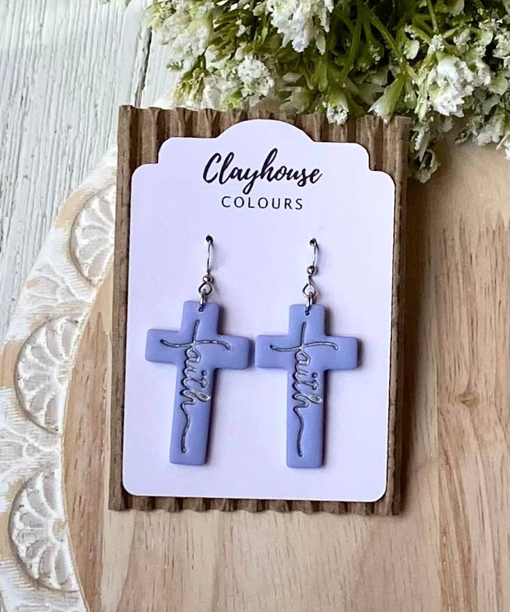 Faith Cross Earrings : Cream / Gold Plated