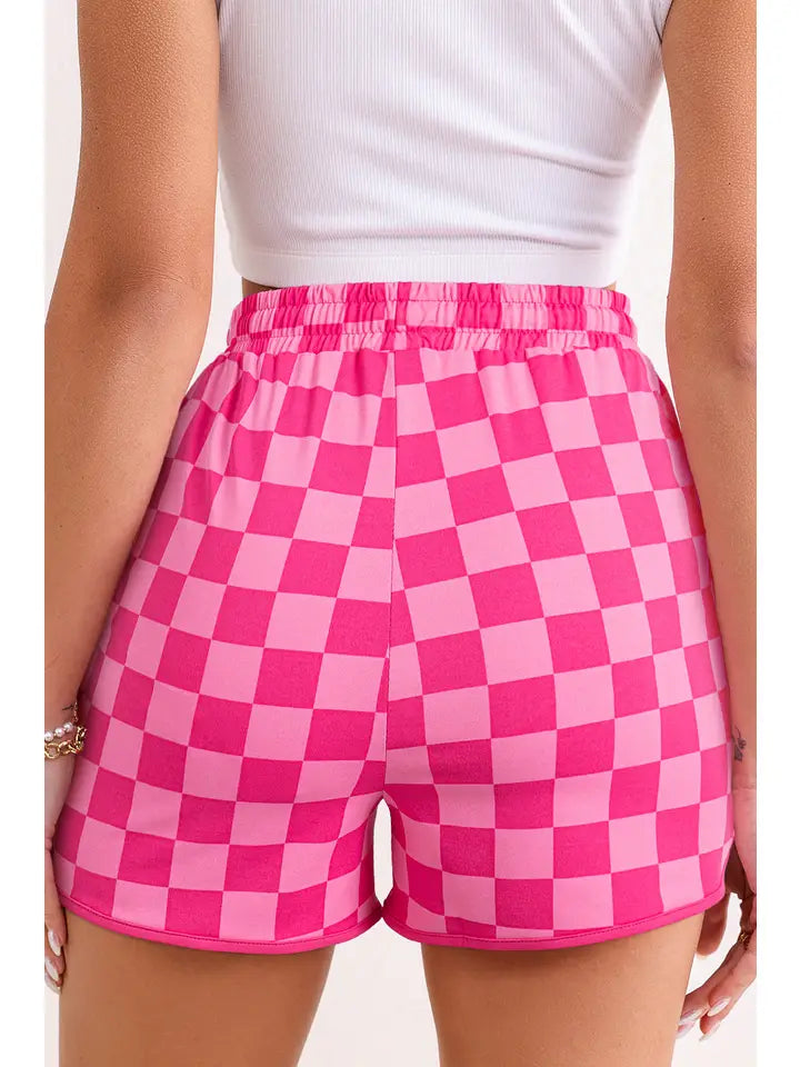 Checkered Drawstring Shorts