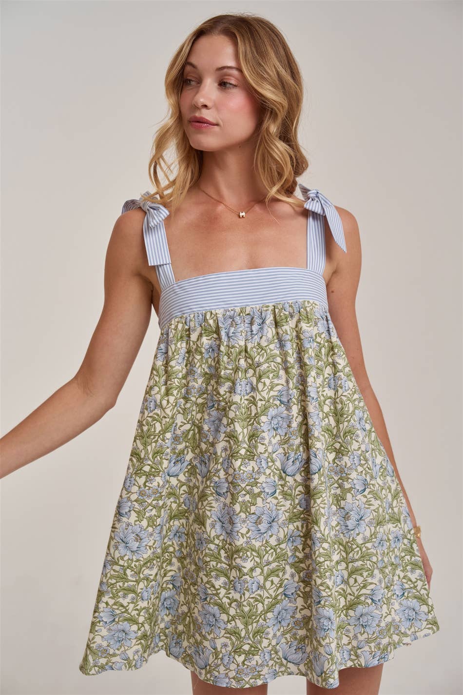 FLORAL BABYDOLL A LINE MINI DRESS - The Season Boutique