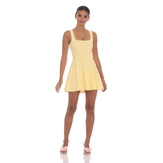 Back Bow A-Line Dress in Yellow