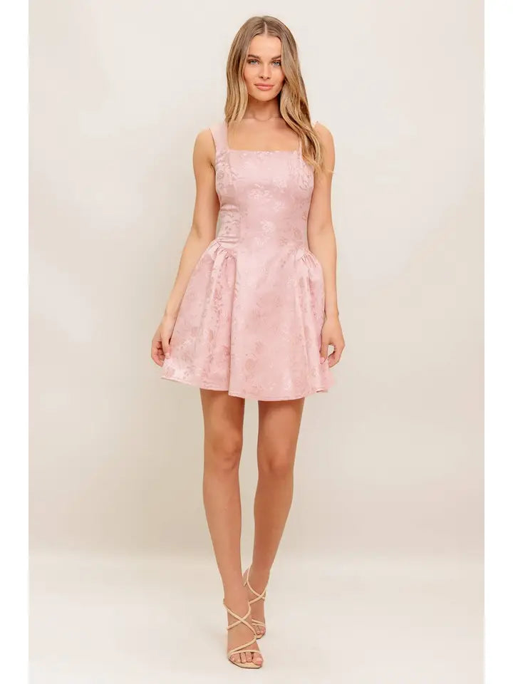 Woven Jacquard Satin Mini Dress