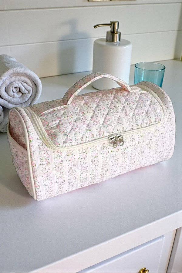 Hazel Cream Floral Cosmetic Case - The Season Boutique