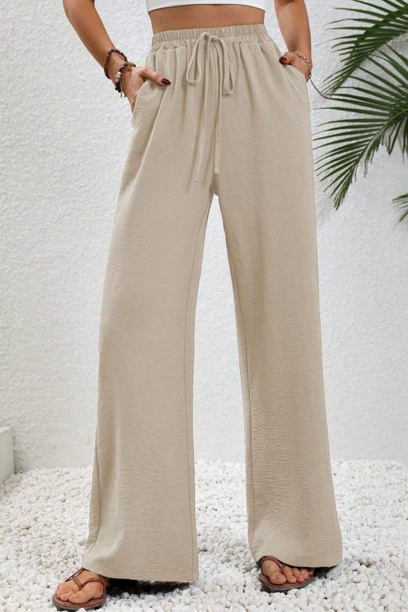 LACE UP WIDE LEG PANTS - The Season Boutique