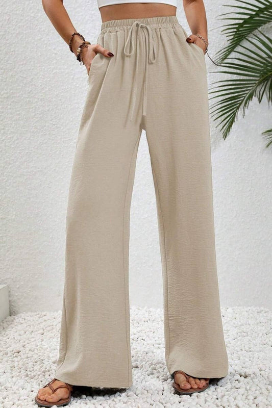 LACE UP WIDE LEG PANTS - The Season Boutique